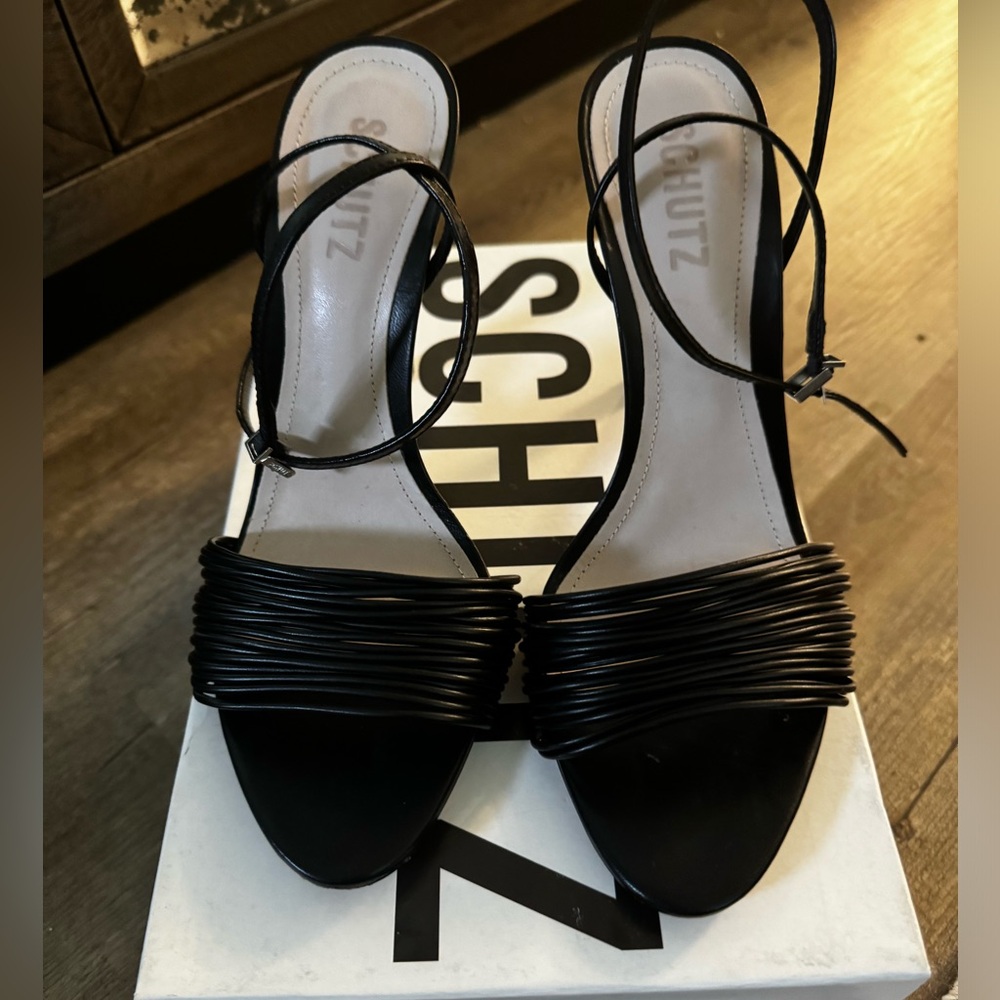 SCHUTZ strappy black stilettos